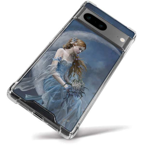 Fairy with Black Cat Sitting on Moon by Nene Thomas Google Pixel 8a Clear Case